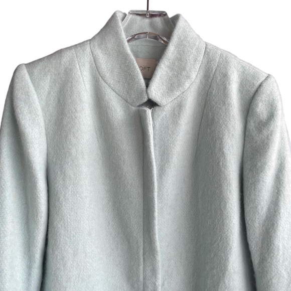 Ann Taylor Loft Funnel Neck Mint Blue Wool Blend Coat L Chic Lined Winter Jacket - Picture 2 of 9